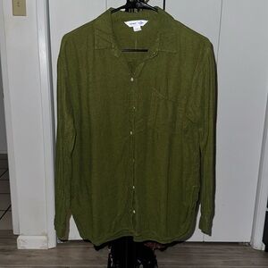 Old navy boyfriend shirt, button up, long sleeve and slightly oversized.
